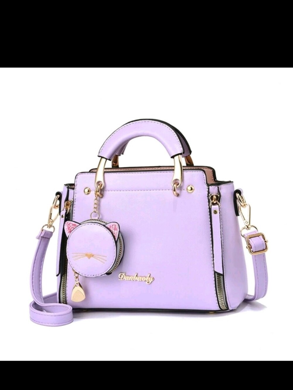 Lavender Top-Handle Satchel with Detachable Strap